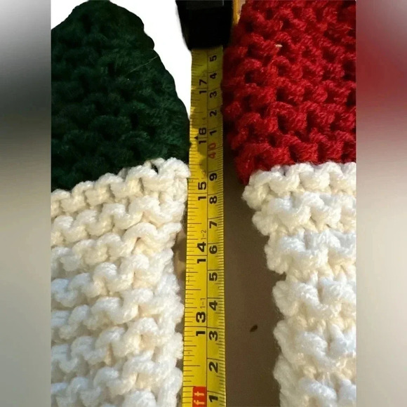 Homemade crocheted Christmas stockings with tab for hanging - Picture 2 of 4